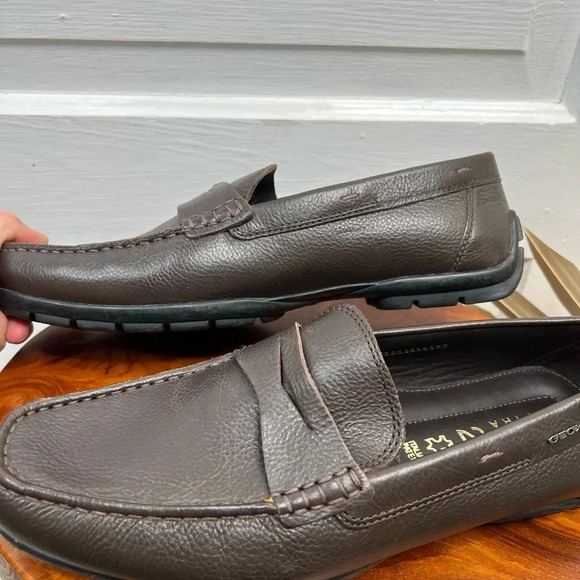 Geox Spherica Men's Coffee Brown Leather Loafers Size 10 Casual Slip-On New - Picture 5 of 10